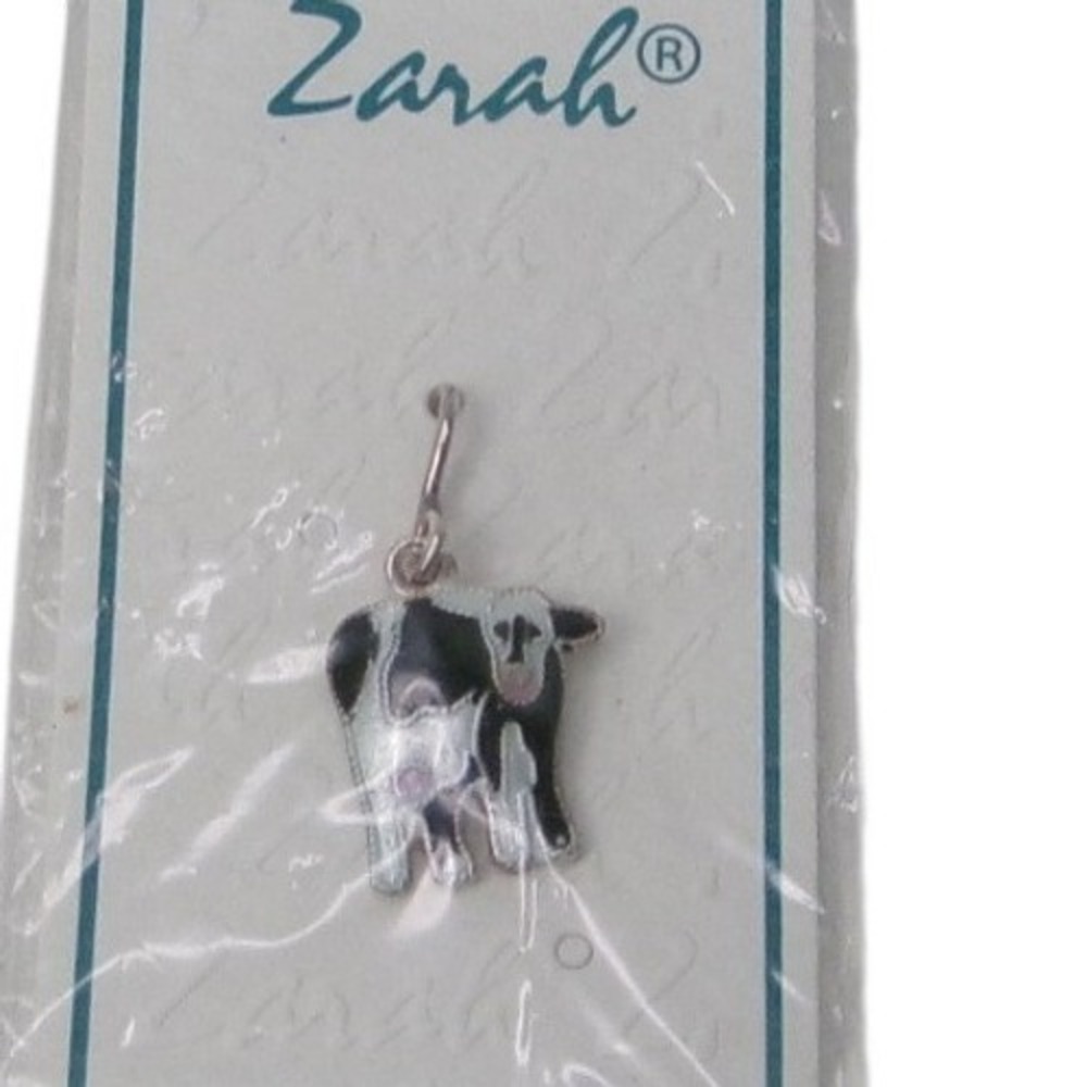 Zarah Sterling Enamel Black White Dairy Cow Jewelry Charm New Old Stock
